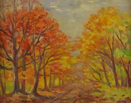 Autumn Study With Orange and Yellow Trees