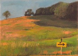 Summer Hillside with Road Sign