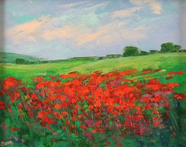 Poppies with Turquoise Sky