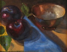 Plums and Silver Bowl