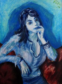 Daydreaming Woman in Blue