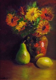 Sunflowers in Copper Vase