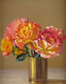 Roses in Brass Cup