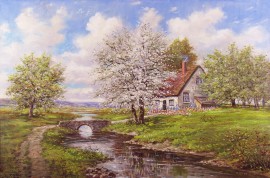 Cottage with Spring Flowers