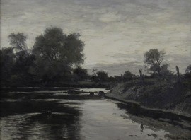 River Landscape En Grisaille