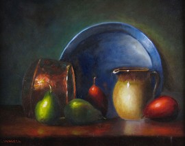 Copper, Pitcher and Blue Plate