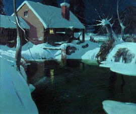 Moonlit Cottage in Winter