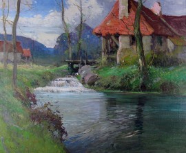 Summer Stream with Old Mill